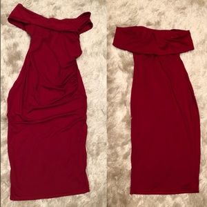 Red off the shoulder dress